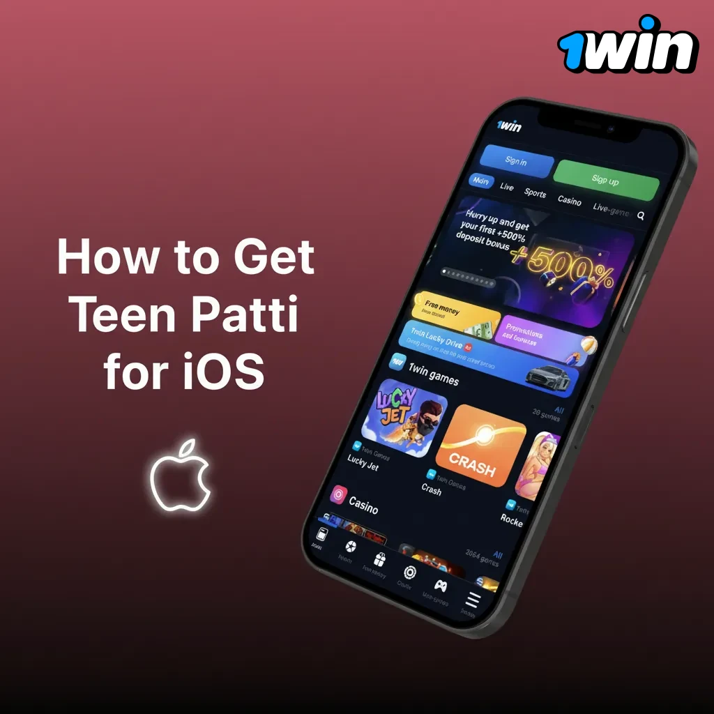 iPhone screen showing Safari steps to add a Teen Patti 1win web app icon to the iOS home screen