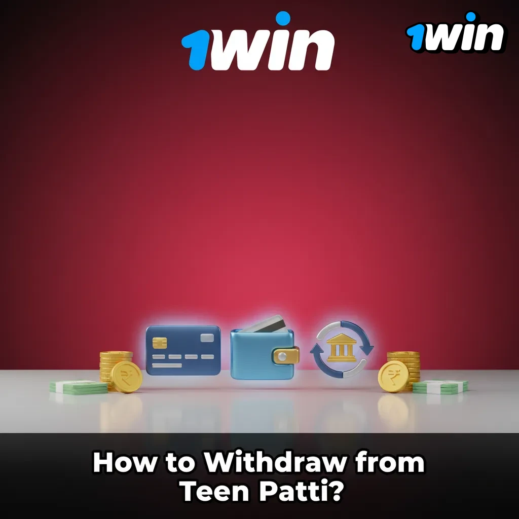 Illustrated phone screen showing Teen Patti app withdrawal steps via UPI, PayTM, bank, or crypto in a step-by-step list