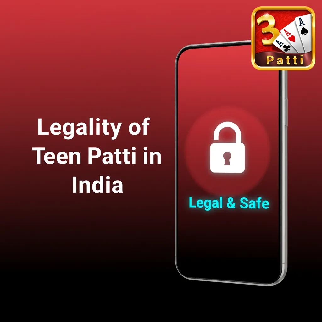 Infographic on Teen Patti legality in India, highlighting licensed offshore casinos, security, fair play, and state-specific laws