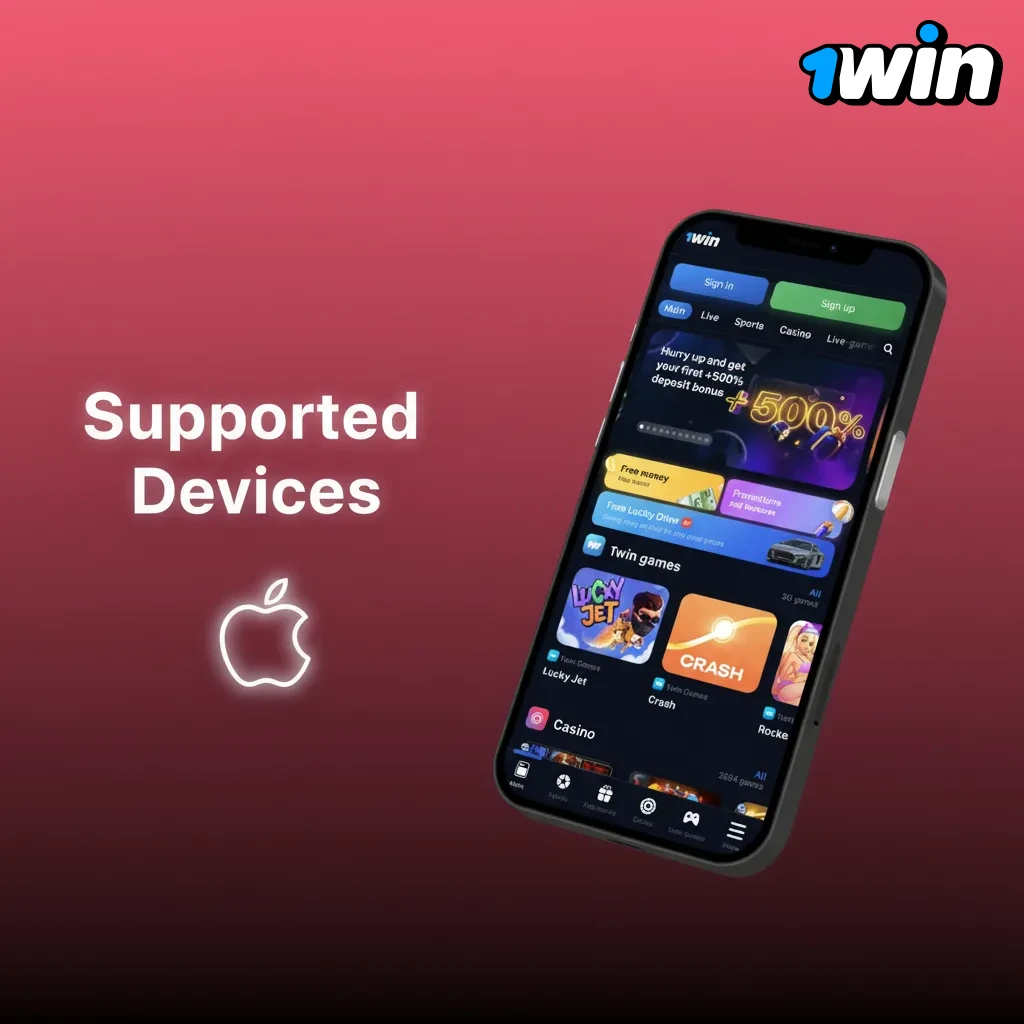 Graphic titled “Supported Devices” listing budget to flagship Android phones tested with the 1win Teen Patti app