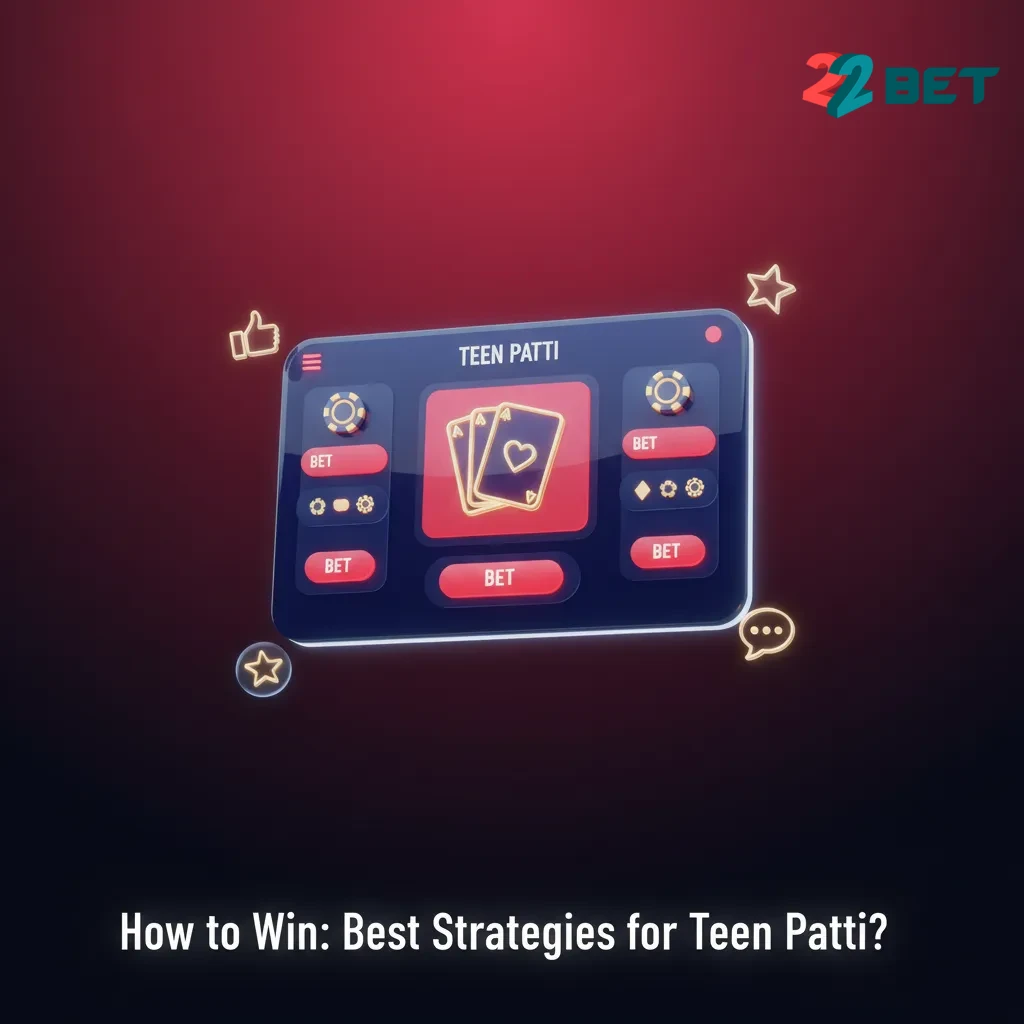 Illustration of Teen Patti strategy tips on 22bet: hand rankings, small stakes, bankroll management, and disciplined play