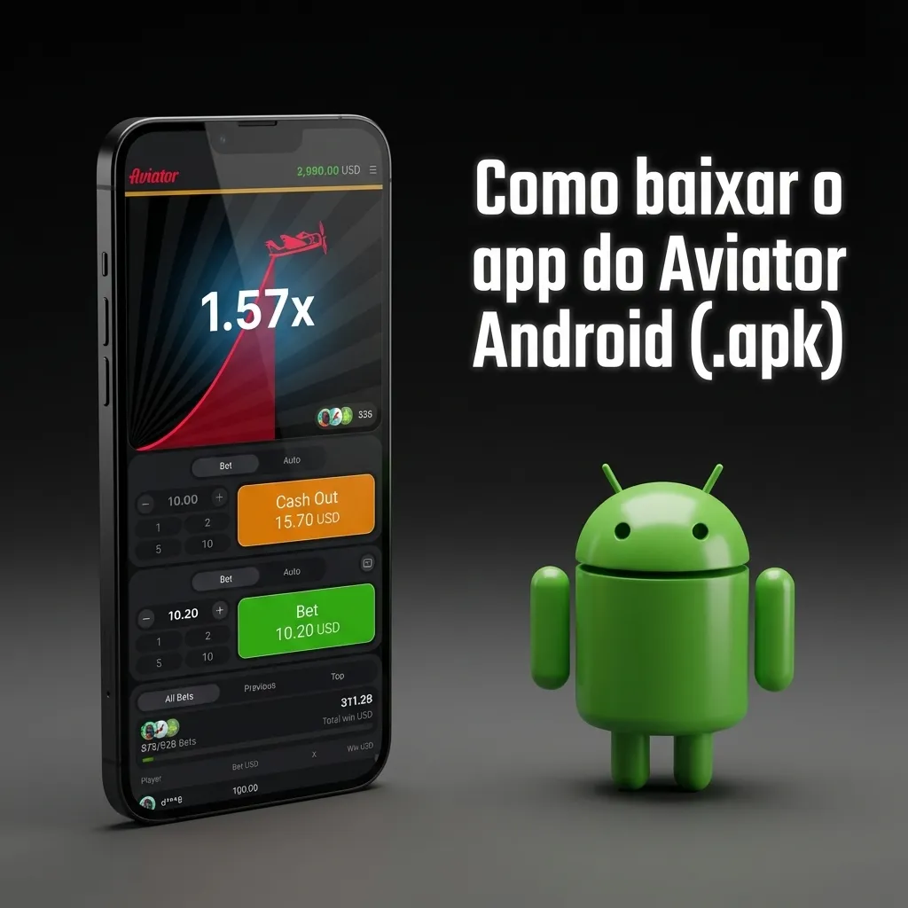 Tela de smartphone Android exibindo site da Parimatch Brasil com botão para baixar e instalar o app Aviator (.apk).