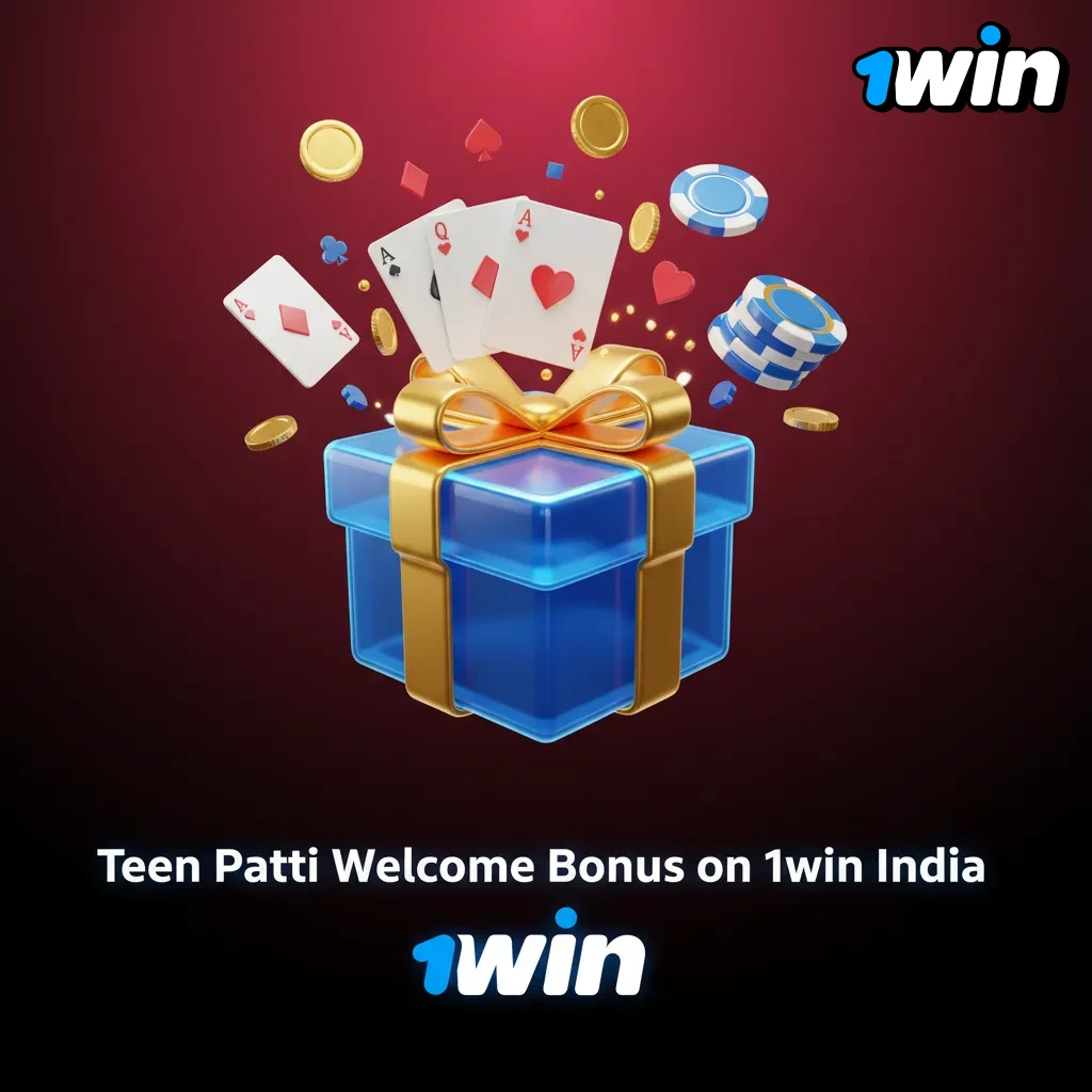 1win India Teen Patti welcome bonus banner showing 500% up to ₹75,000 offer for new casino players