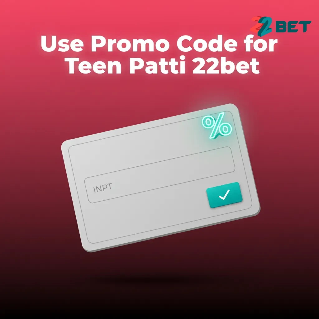 22bet Teen Patti app screen showing TPATTIBONUS promo code field for entering bonus during registration or promotions