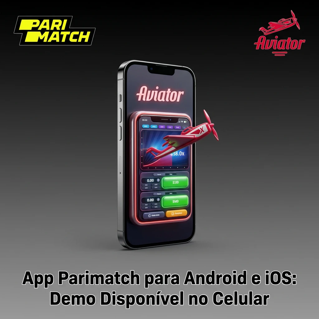 Parimatch app on Android and iOS smartphone showing Aviator demo game with betting controls