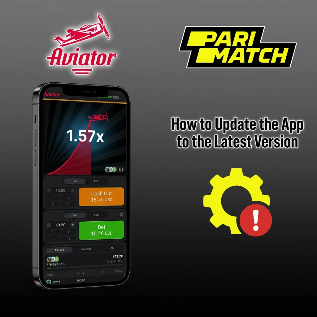 Smartphone displaying app update notification for Parimatch Aviator with download progress bar visible
